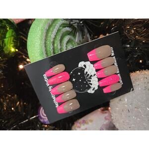 Pink french tip nails custom made